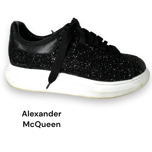 Alexander McQueen Glitter Oversized Sneaker in Black Women's Size 41 (11)